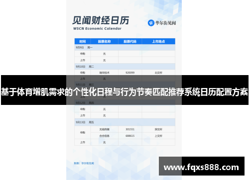 基于体育增肌需求的个性化日程与行为节奏匹配推荐系统日历配置方案